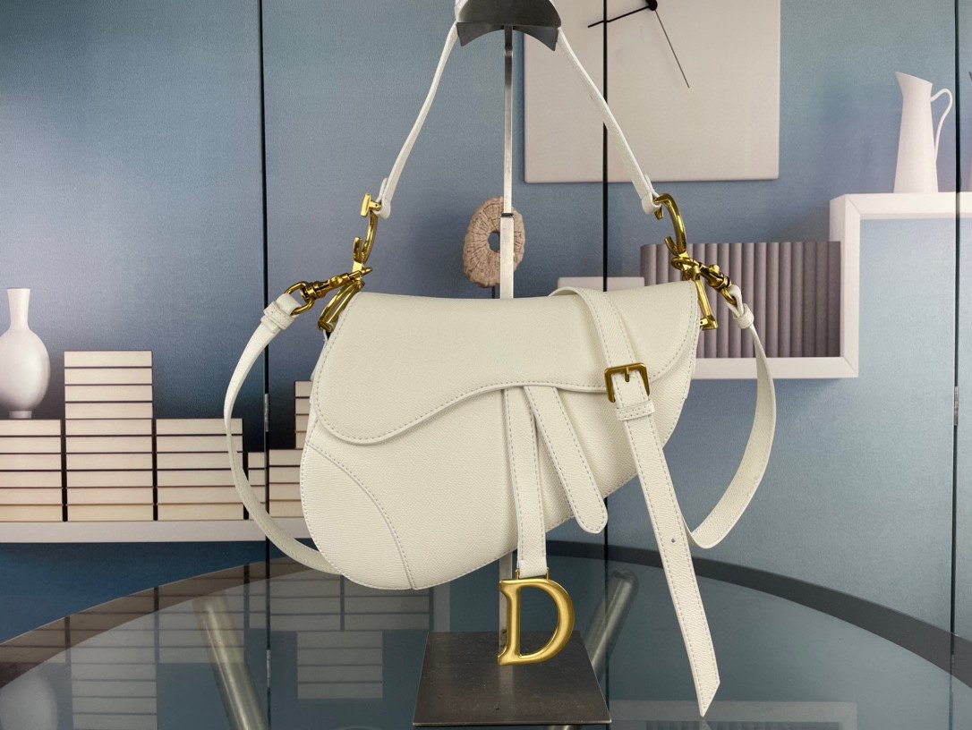CD Saddle White Leather - Bag