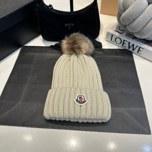 MCL Pom Pom Beanie Cream Knit - Hat