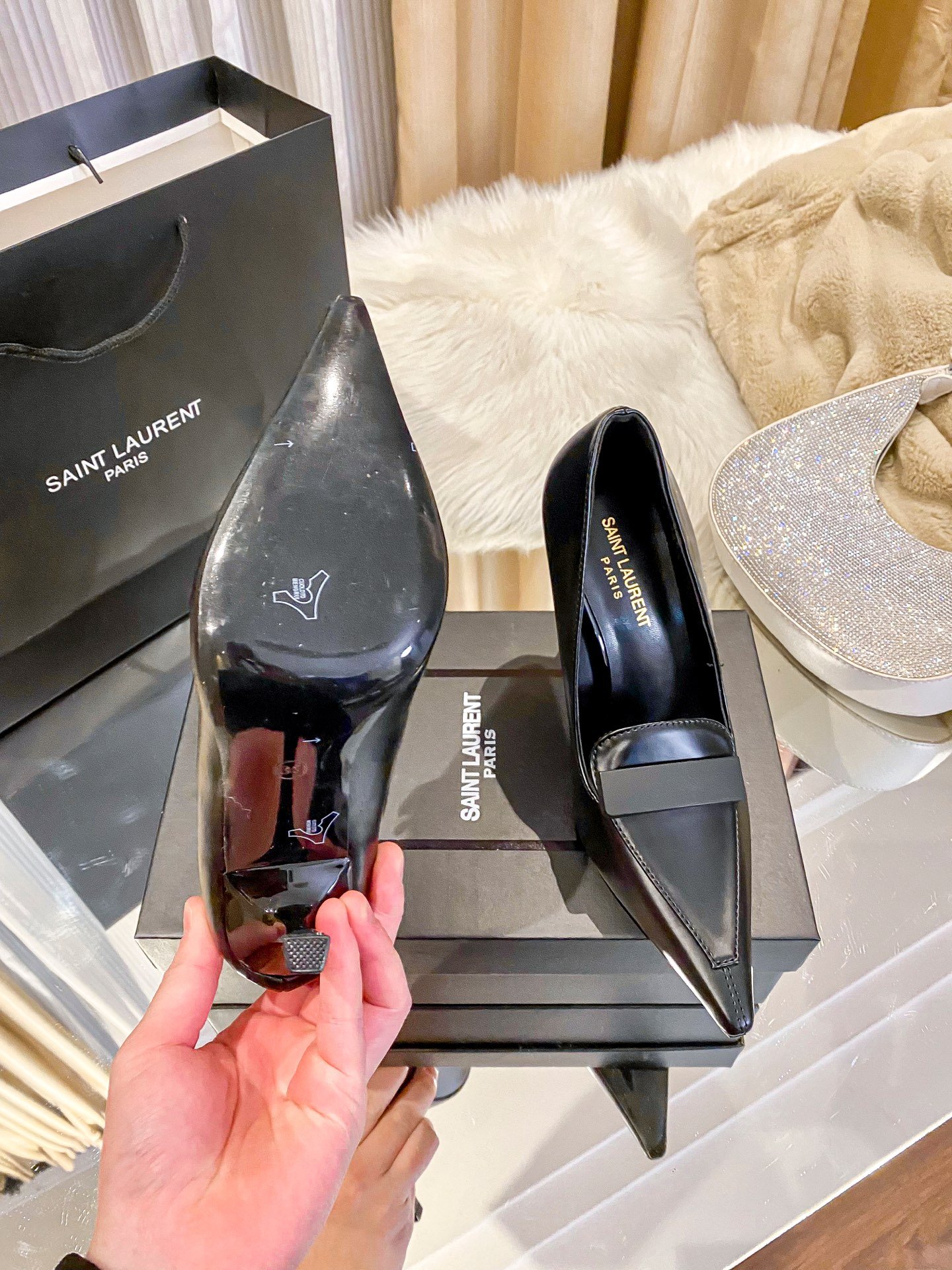 YSL New Retro Loafer Pumps Black Leather - Heels - Image 8