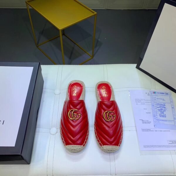 GG GG Marmont Espadrille Red Leather - Shoes
