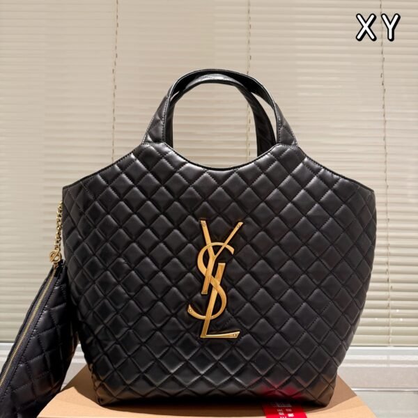 YSL ICARE Maxi Shopping Bag Black Leather - Bag