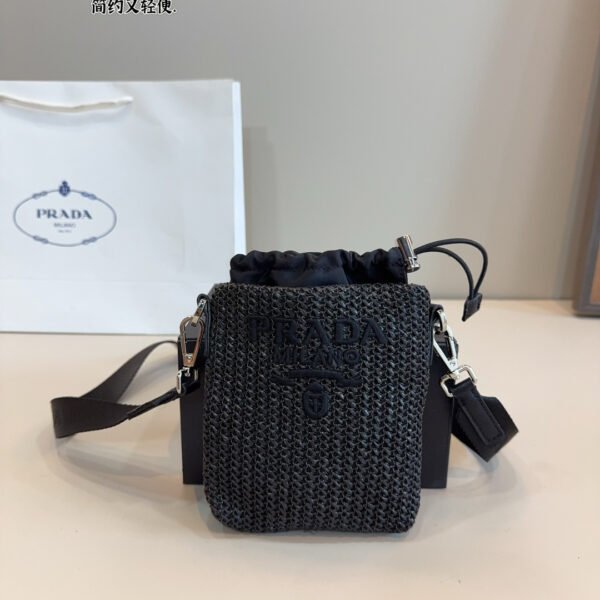 PR Raffia Mini Bag Black and Beige Raffia - Bag