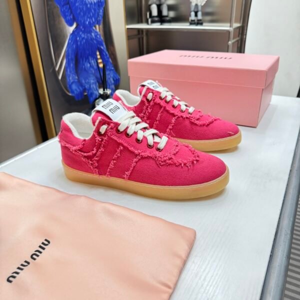MIU Fringed Canvas Sneakers Pink - Sneakers
