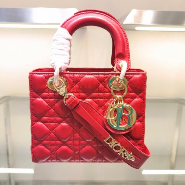 CD Lady CD Mini Red Cannage Leather - Bag