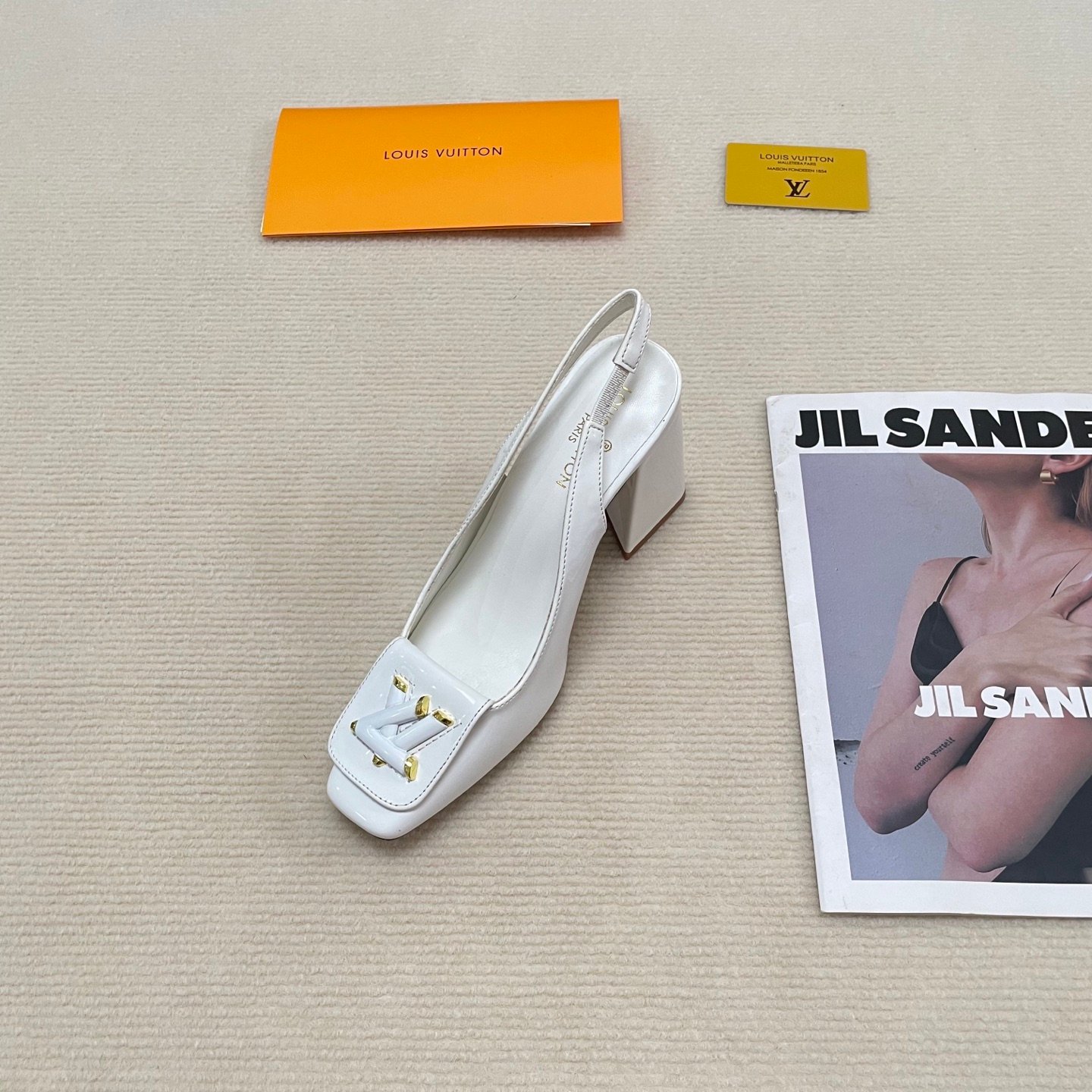LV Madeleine Slingback Pumps White Leather - Heels - Image 4
