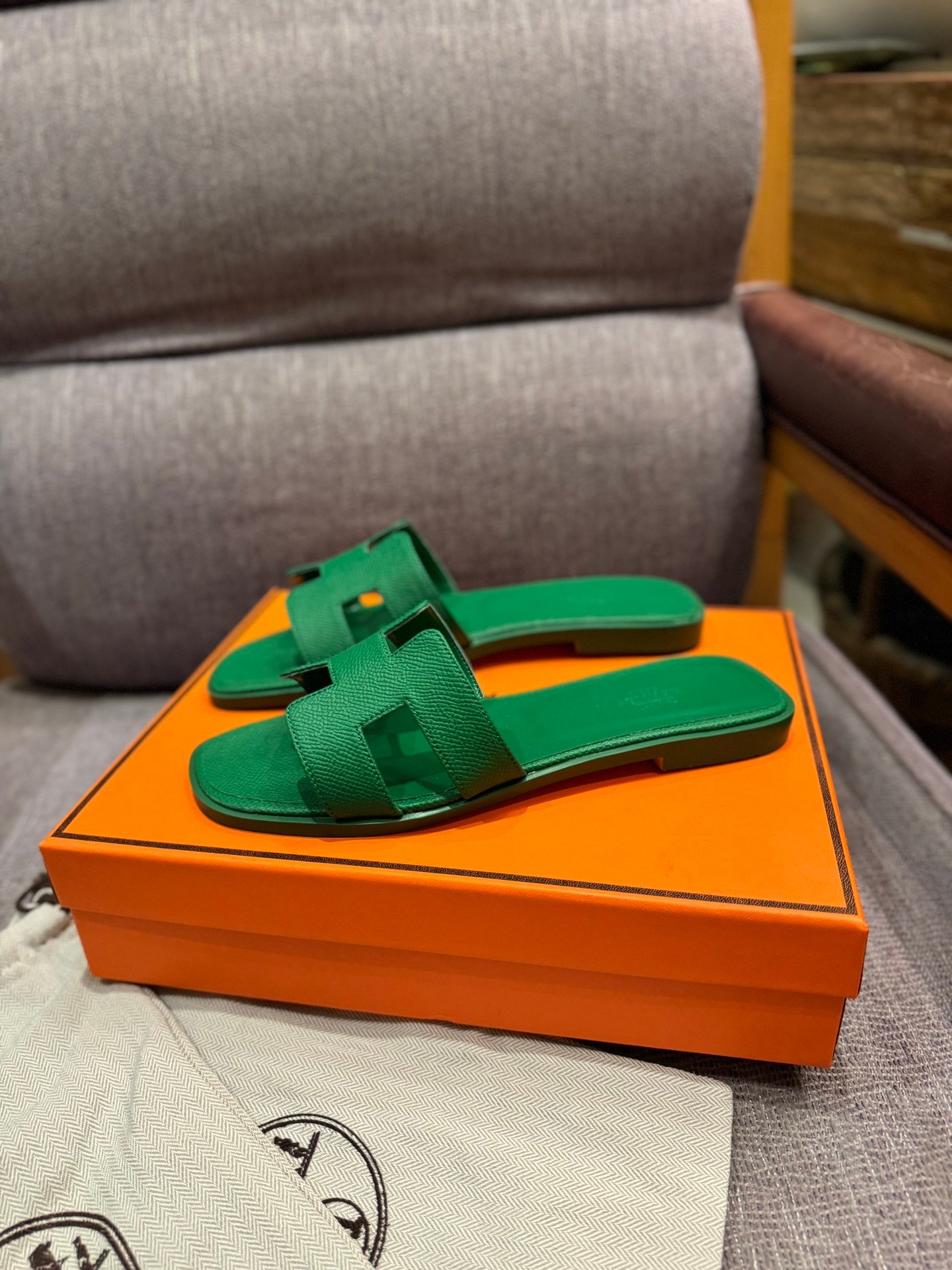 HM Oran Sandals Green Leather - Sandals