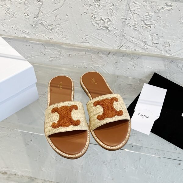 CEL Triomphe Raffia Slides - Slides