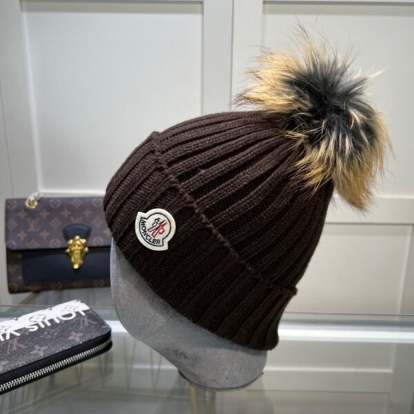 MCL Pom Pom Beanie Brown/Pink Knit - Hat