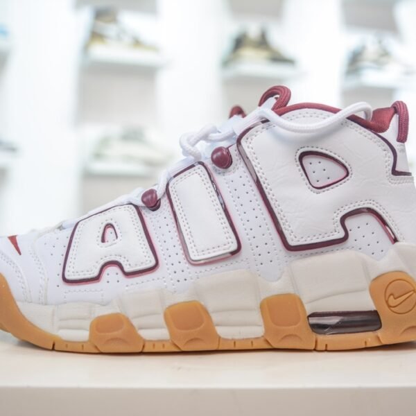 NK Air More Uptempo White/Maroon - Sneakers