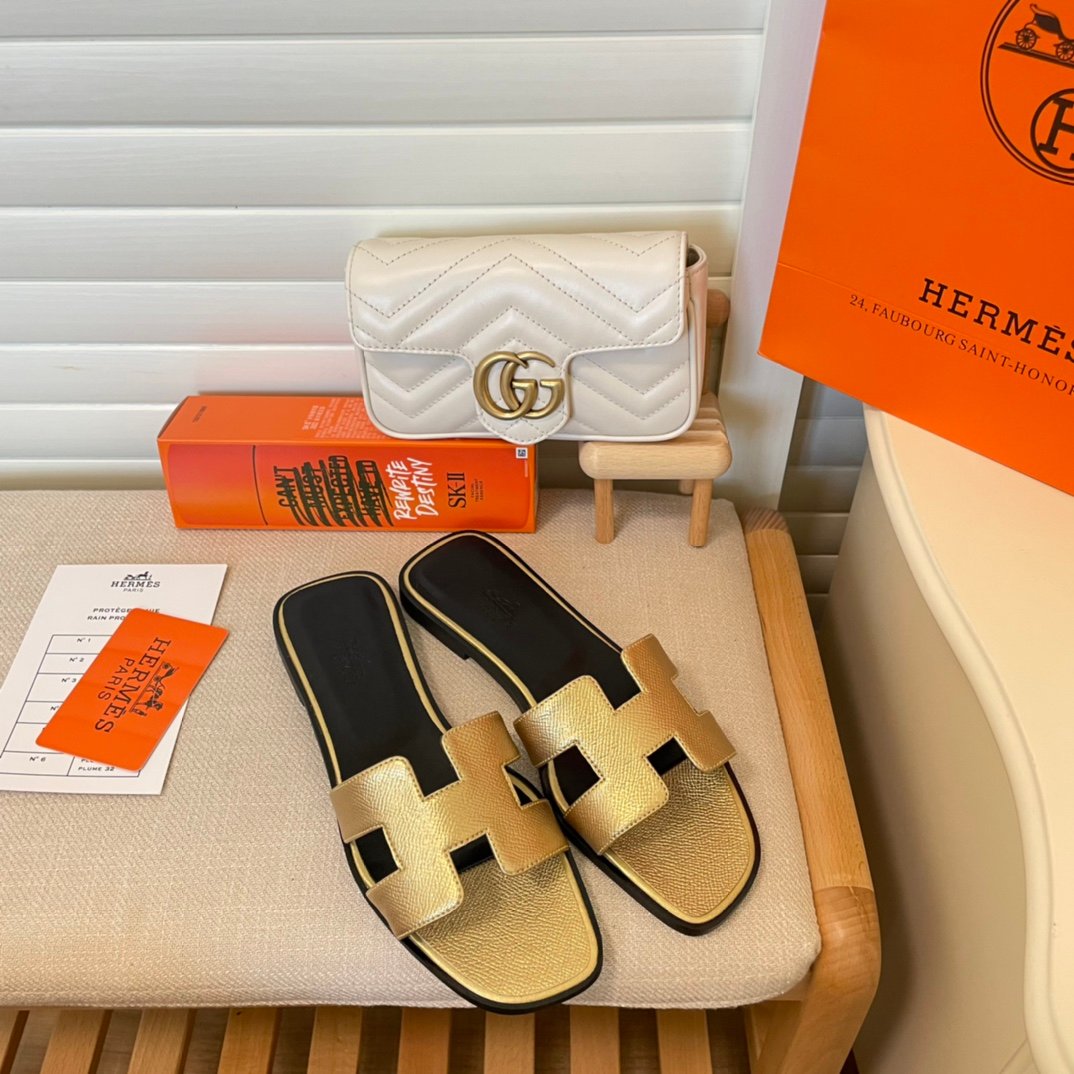 HM Oran Sandals Gold Leather - Sandals - Image 7