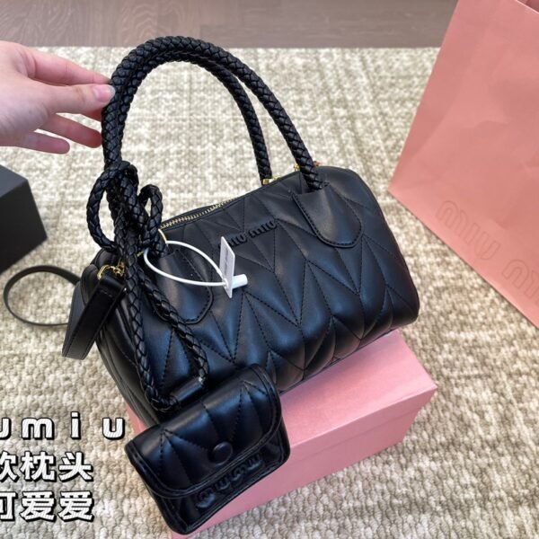MIU Matelassé Nappa Leather Top Handle - Bag