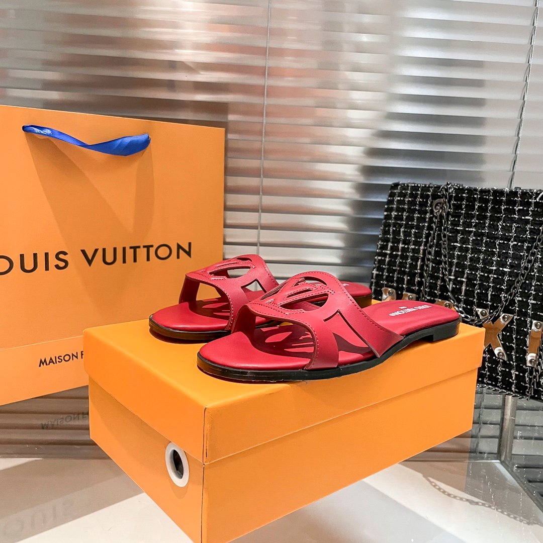 LV Paseo Flat Comfort Mule Red Leather - Slides - Image 3