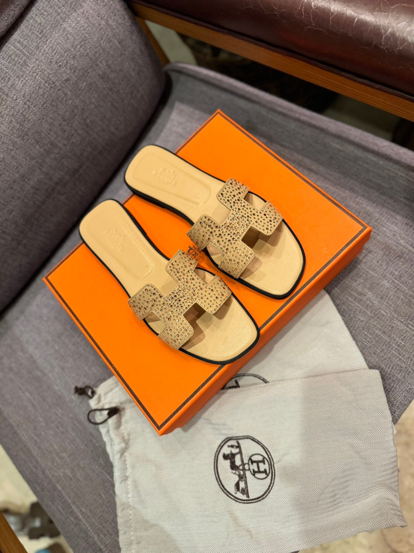 HM Oran Sandals Beige Leather - Sandals