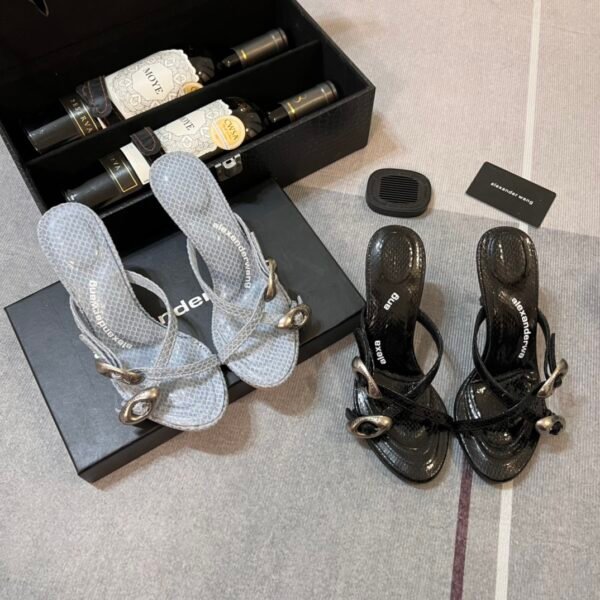 BAL Snake Print Cross Strap Sandals - Heels