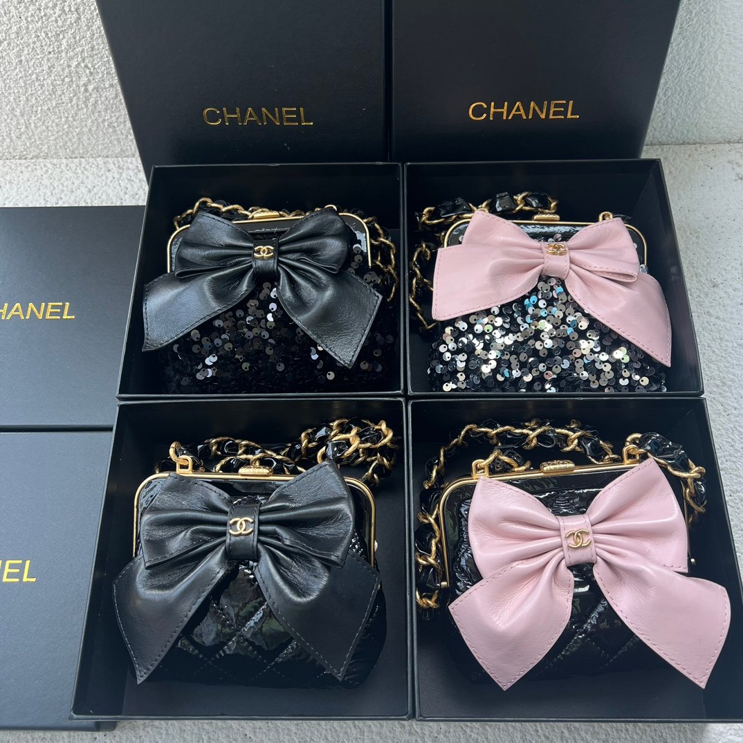 CC Bow Clip Bag Sequin/Leather - Bag