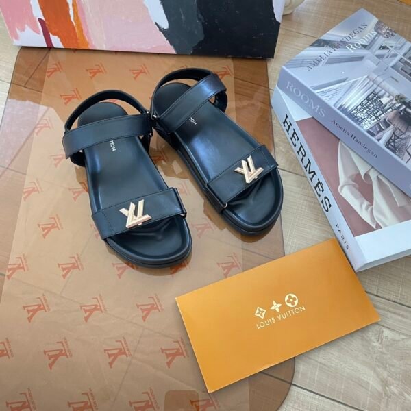 LV Paseo Flat Comfort Sandal Black Leather - Sandals