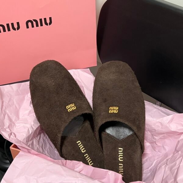 MIU Furry Slippers Brown - Shoes