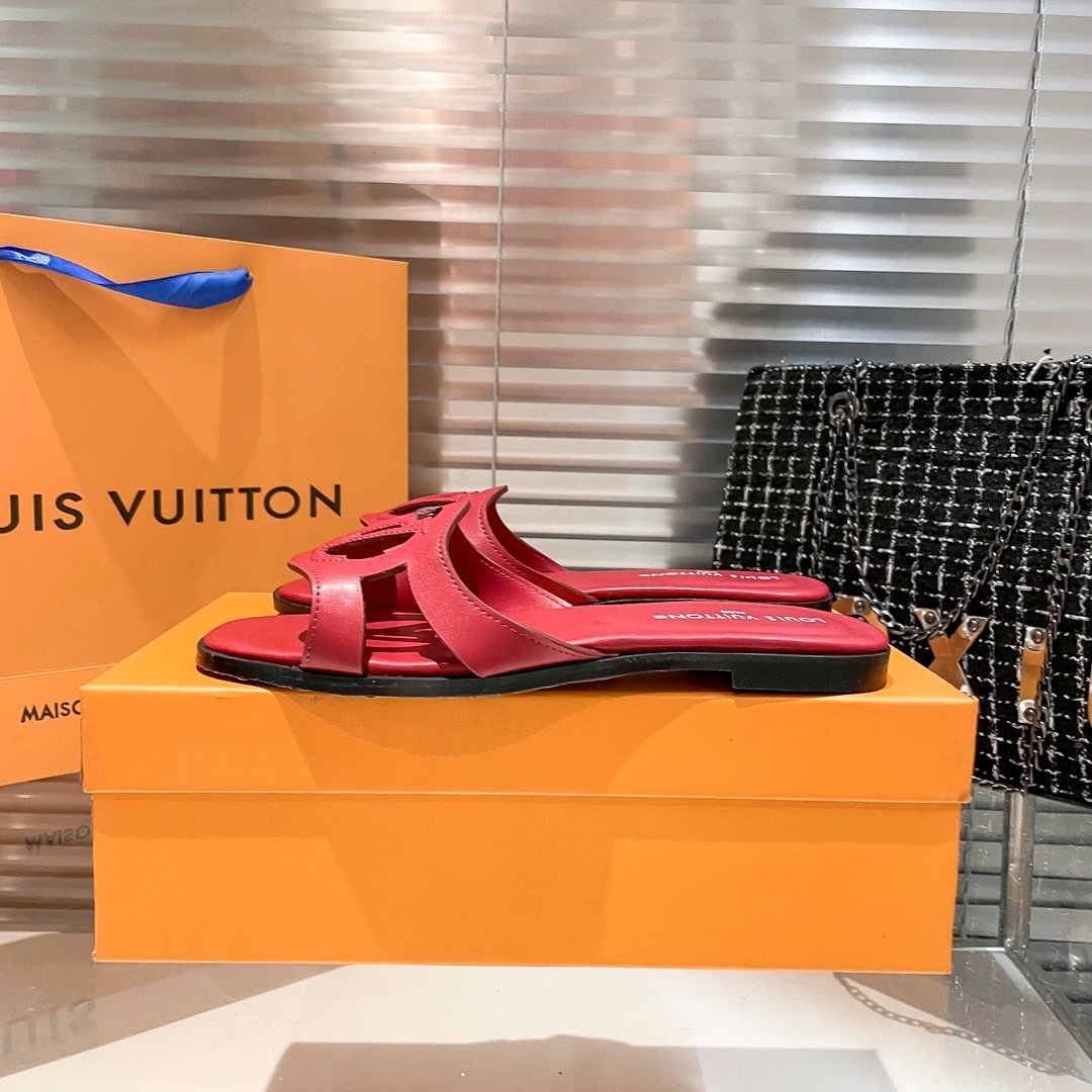LV Paseo Flat Comfort Mule Red Leather - Slides - Image 6