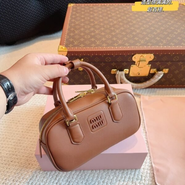 MIU Bowling Bag Brown/Black Leather - Bag