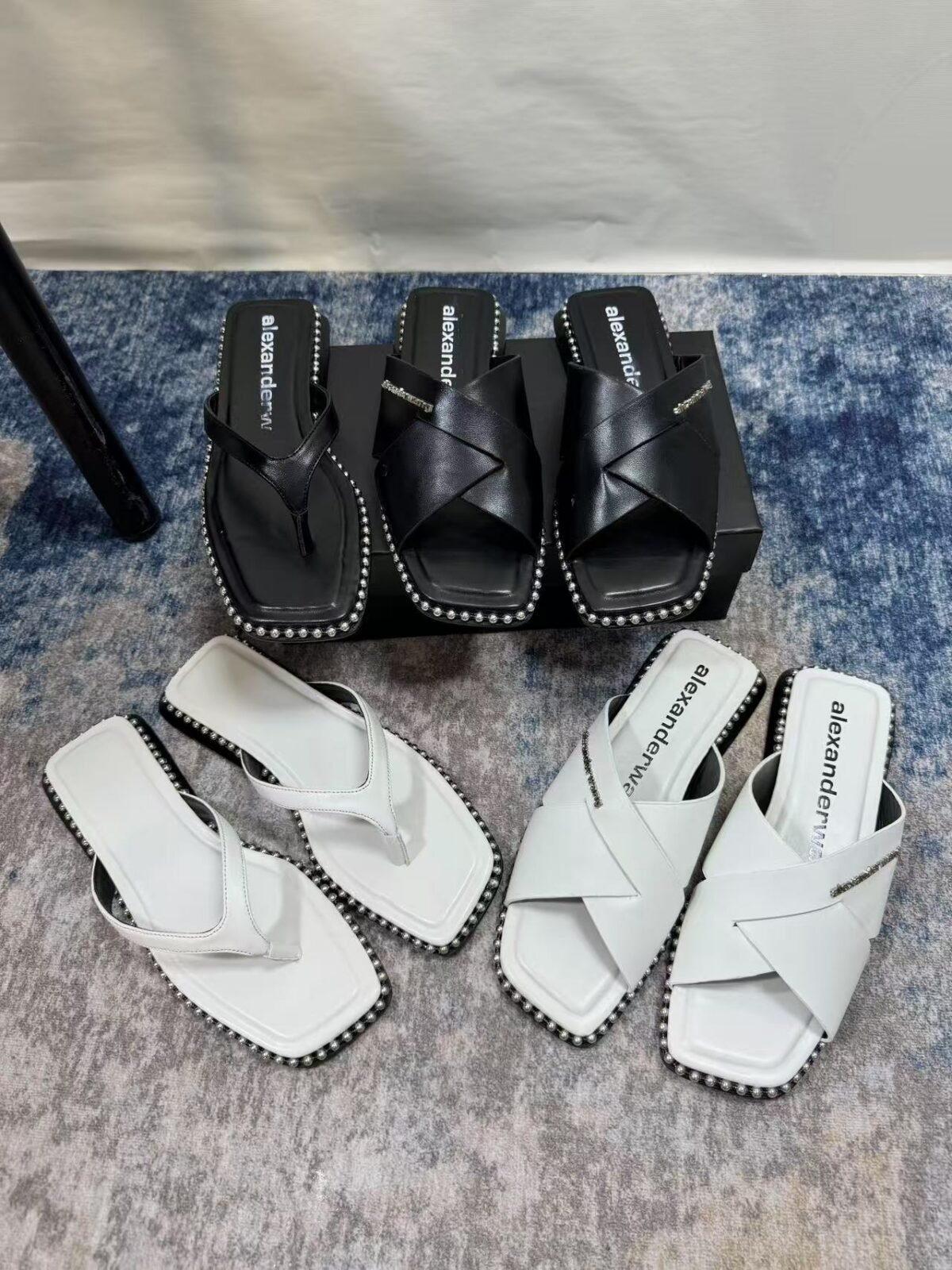 BAL Studded Leather Flip Flops – Sandals — 4