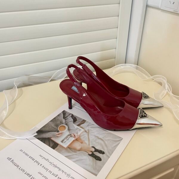 PR Slingback Pumps Red Patent Leather - Heels