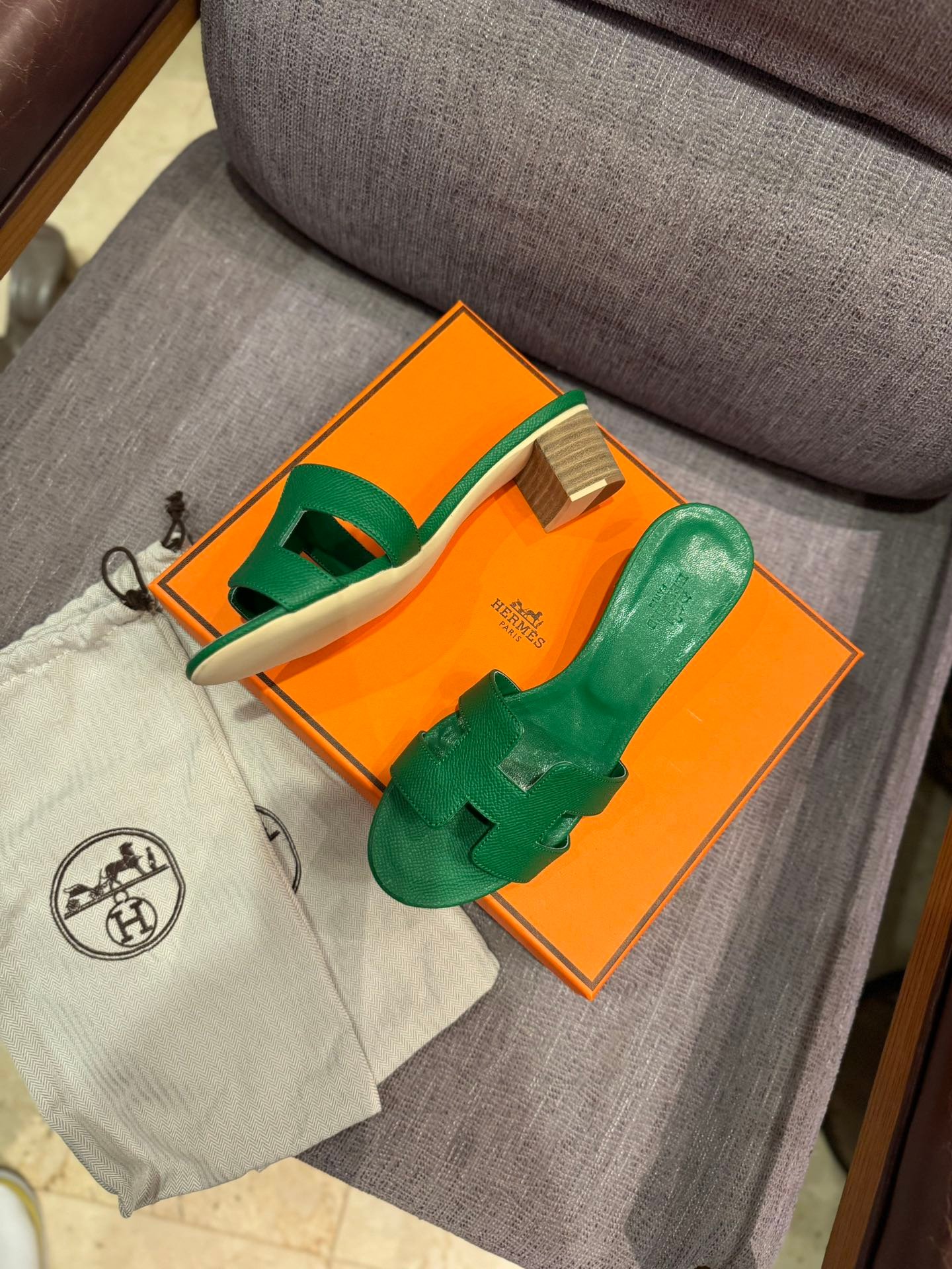 HM Oran Sandals Green Leather - Sandals - Image 3