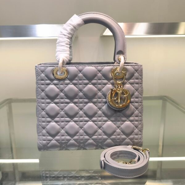 CD Lady CD Small Grey Cannage Leather - Bag
