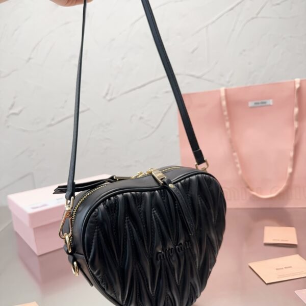 MIU Heart Matelassé Black, Pink, White Leather - Bag