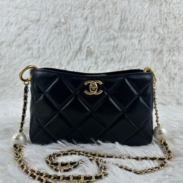 CC Pearl Crush Hobo Black Leather - Bag
