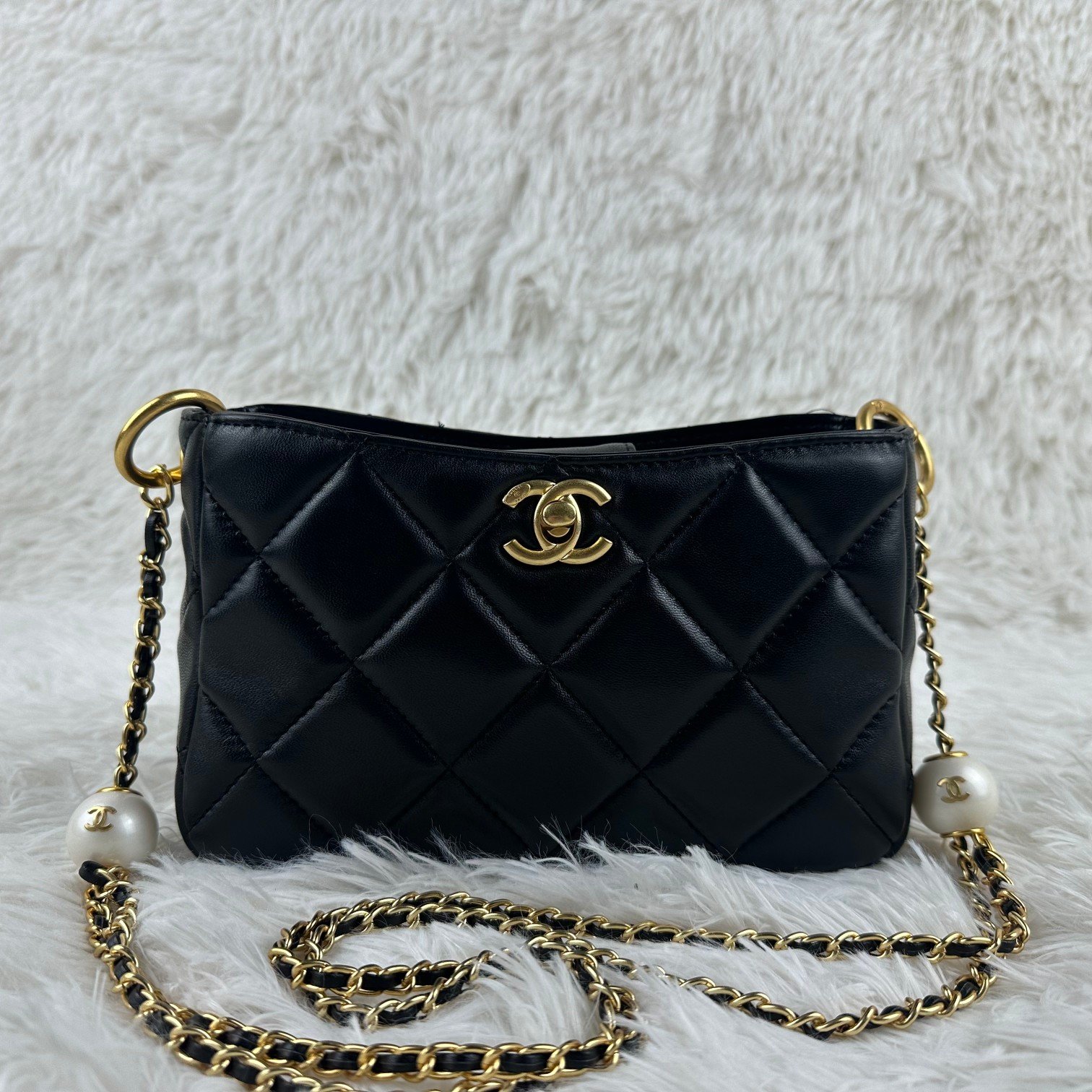 CC Pearl Crush Mini Black/White Leather - Bag - Image 2