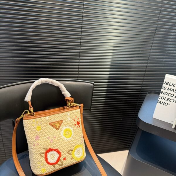 PR Raffia Embroidered Mini Bag Natural/Tan - Bag