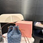 MIU Denim Logo Bucket – Bag