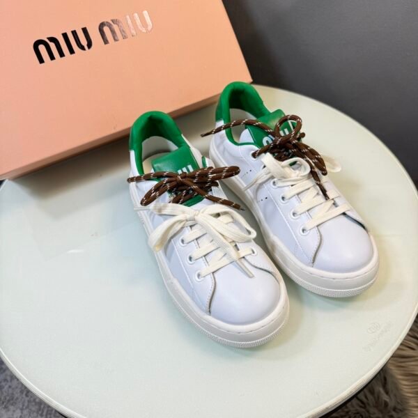 MIU Sneakers White/Green Leather - Sneakers