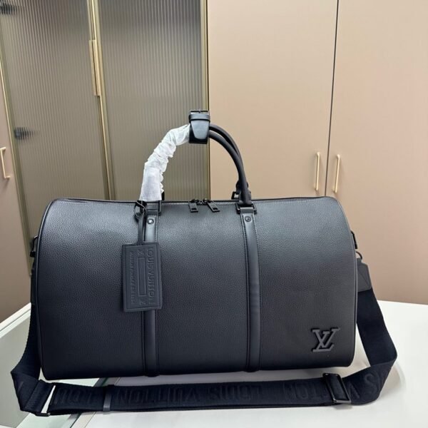 LV Keepall Bandoulière 55 Black Taiga Leather - Bag