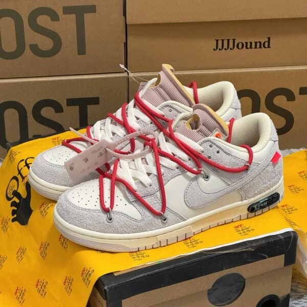 NK Dunk Low OW Lot 50 10.5 White/Gray - Sneakers
