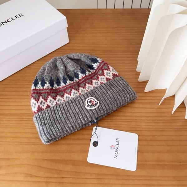 MCL Fair Isle Wool Beanie Grey/Multicolor Wool - Hat
