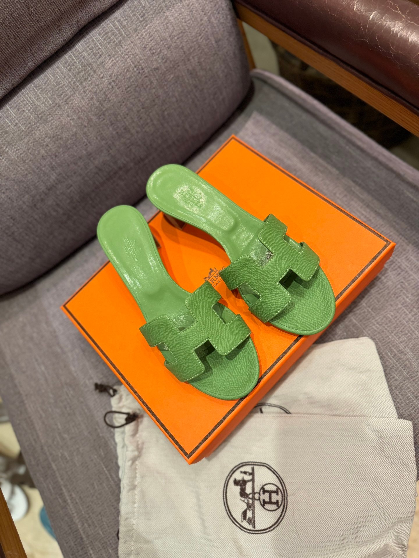 HM Oran Sandals Green Leather - Sandals - Image 2