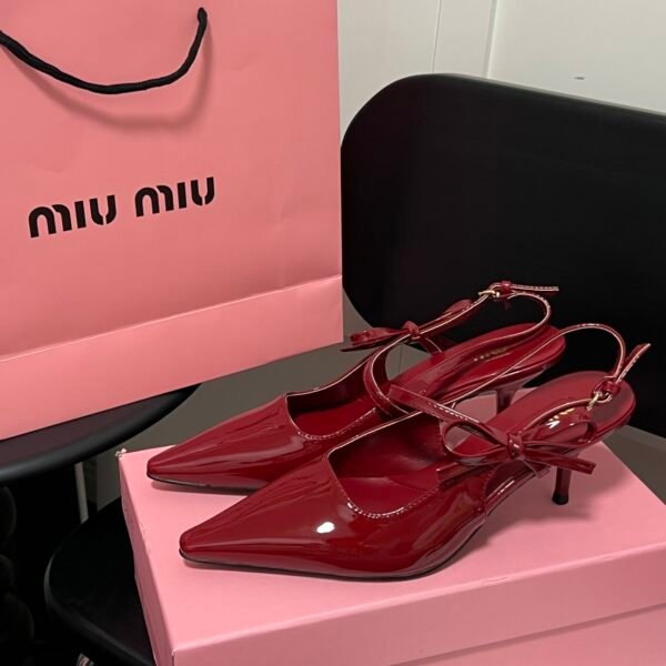 MIU Patent Leather Slingback Pumps - Heels