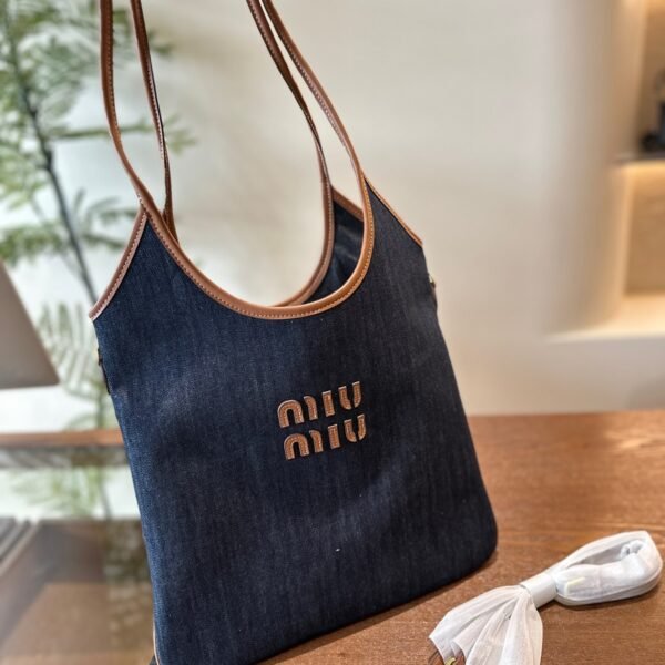 MIU Logo Denim Tote - Bag