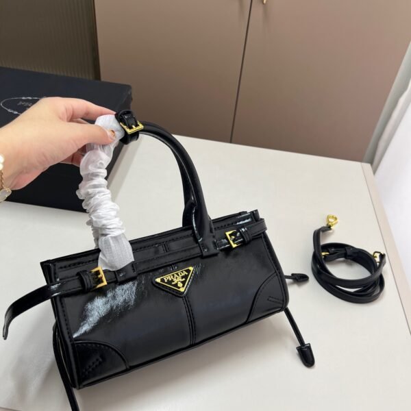 PR Cleo Satin Black/Burgundy/Brown Leather - Bag
