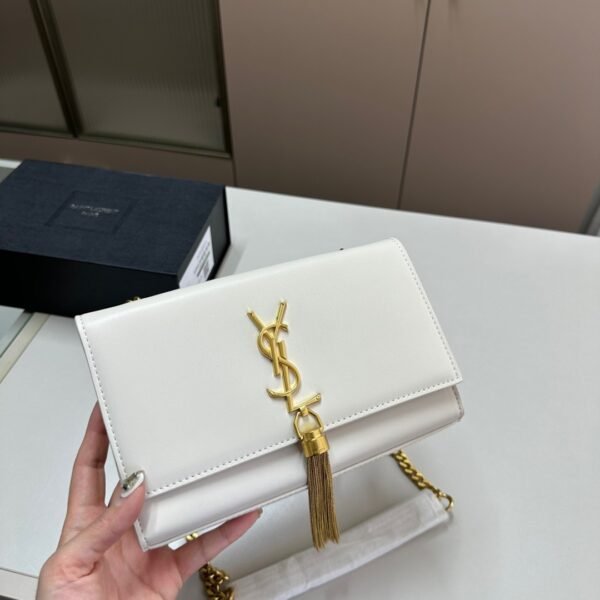 YSL Kate Tassel White/Black Leather - Bag