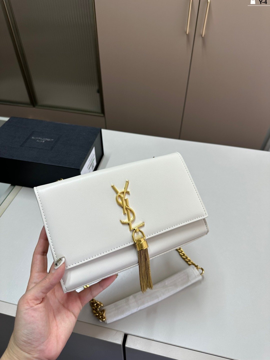 YSL Kate Tassel White/Black Leather - Bag