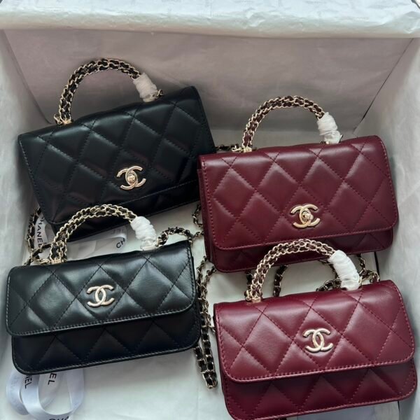 CC Coco Handle Black and Burgundy Leather - Bag