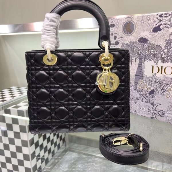 CD Lady CD Small Black Cannage Leather - Bag