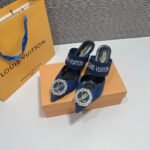 LV Revival Mule Blue Suede – Heels