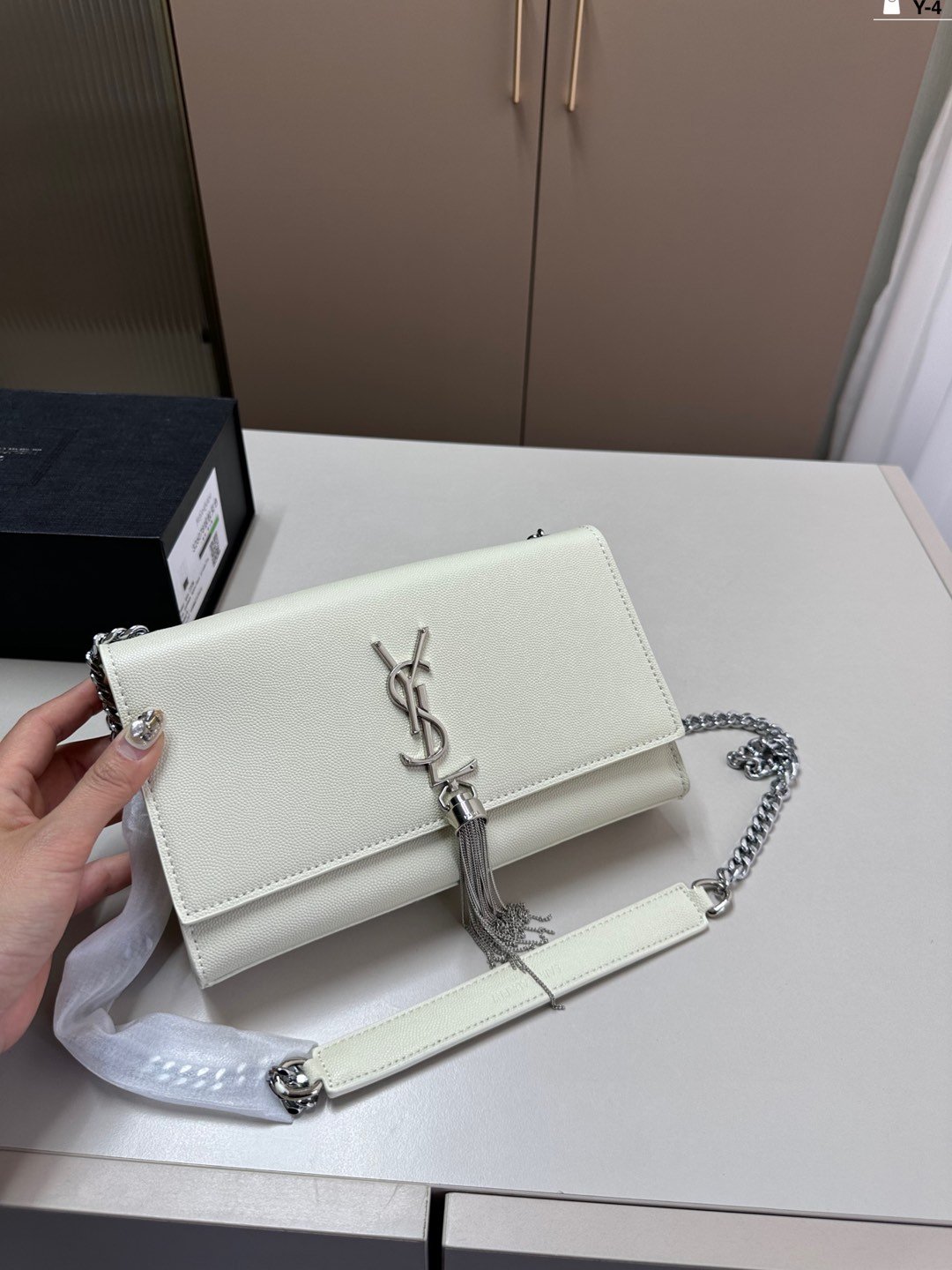 YSL Kate Tassel White/Black Leather - Bag - Image 3