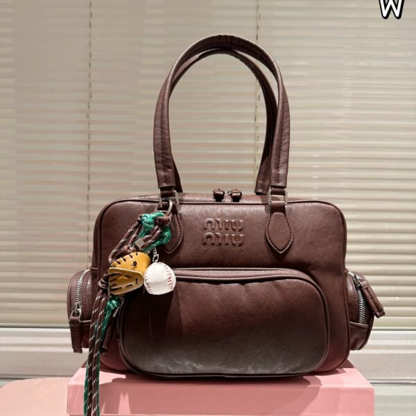 MIU Bowling Bag Brown Leather - Bag