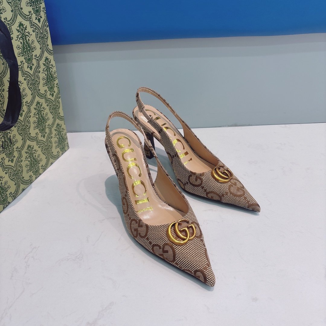 GG Double G Slingback Pump Beige GG Canvas - Heels - Image 9