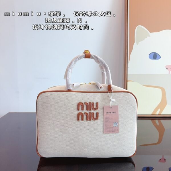 MIU Bowling Bag Beige Canvas - Bag