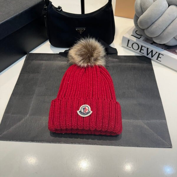 MCL Pom Pom Beanie Red Knit - Hat